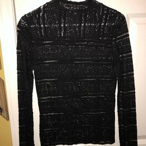Lulus mesh black mock neck shirt